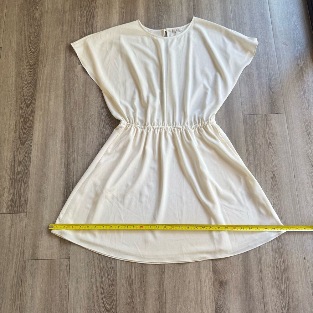 Aritzia Little Moon Dress Sz Large Ivory Stretch Waist Knee Length Quiet Luxury - Picture 8 of 16